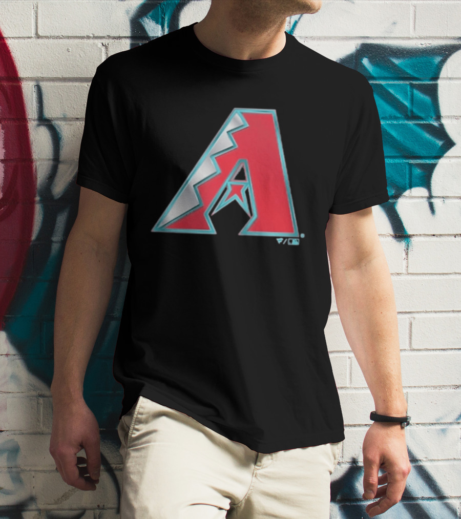 Arizona Diamondbacks Women's Metallic A Logo Red And Silver T-Shirt