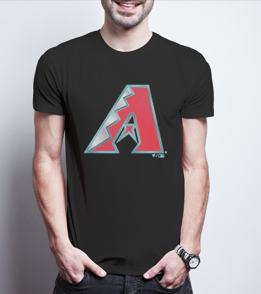 Arizona Diamondbacks Women's Metallic A Logo Red And Silver T-Shirt