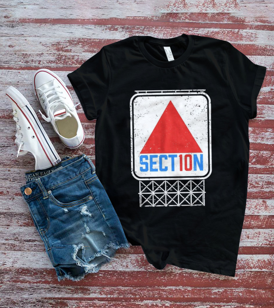 Section 10 Distressed Red Triangle Sign Retro Look S10 T-Shirt