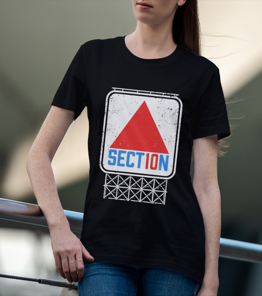 Section 10 Distressed Red Triangle Sign Retro Look S10 T-Shirt