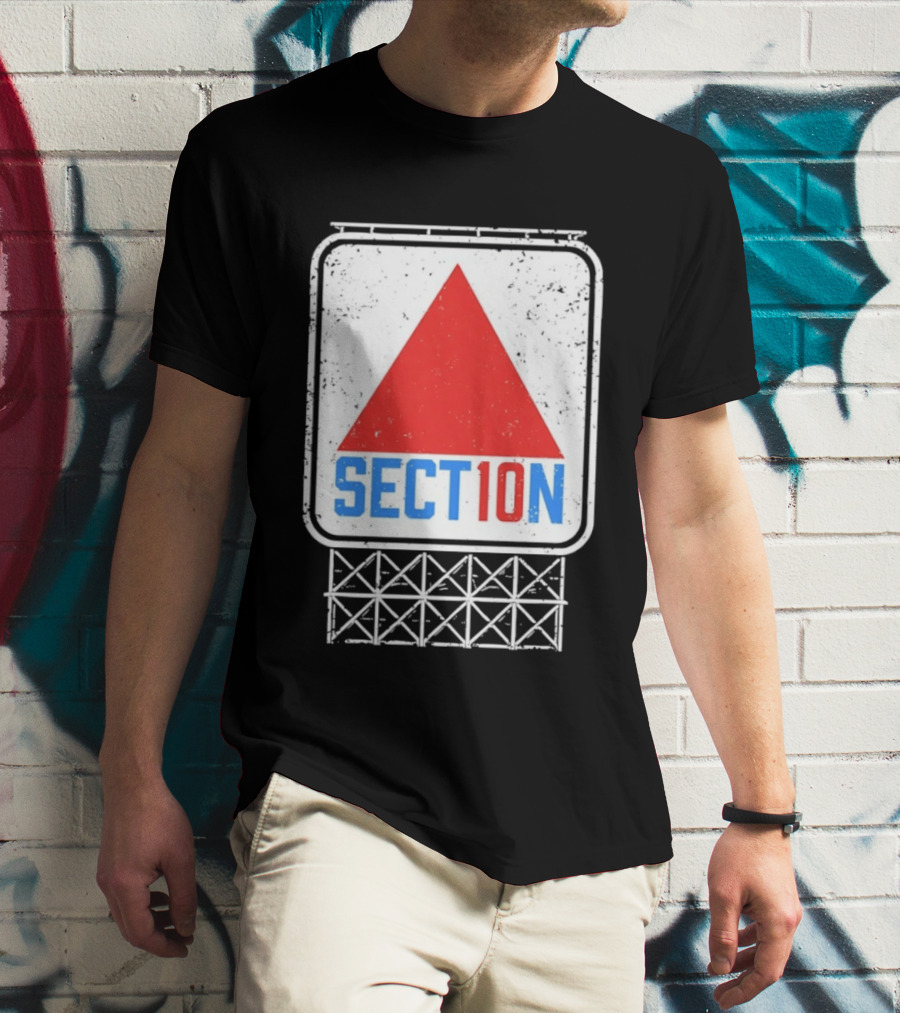 Section 10 Distressed Red Triangle Sign Retro Look S10 T-Shirt