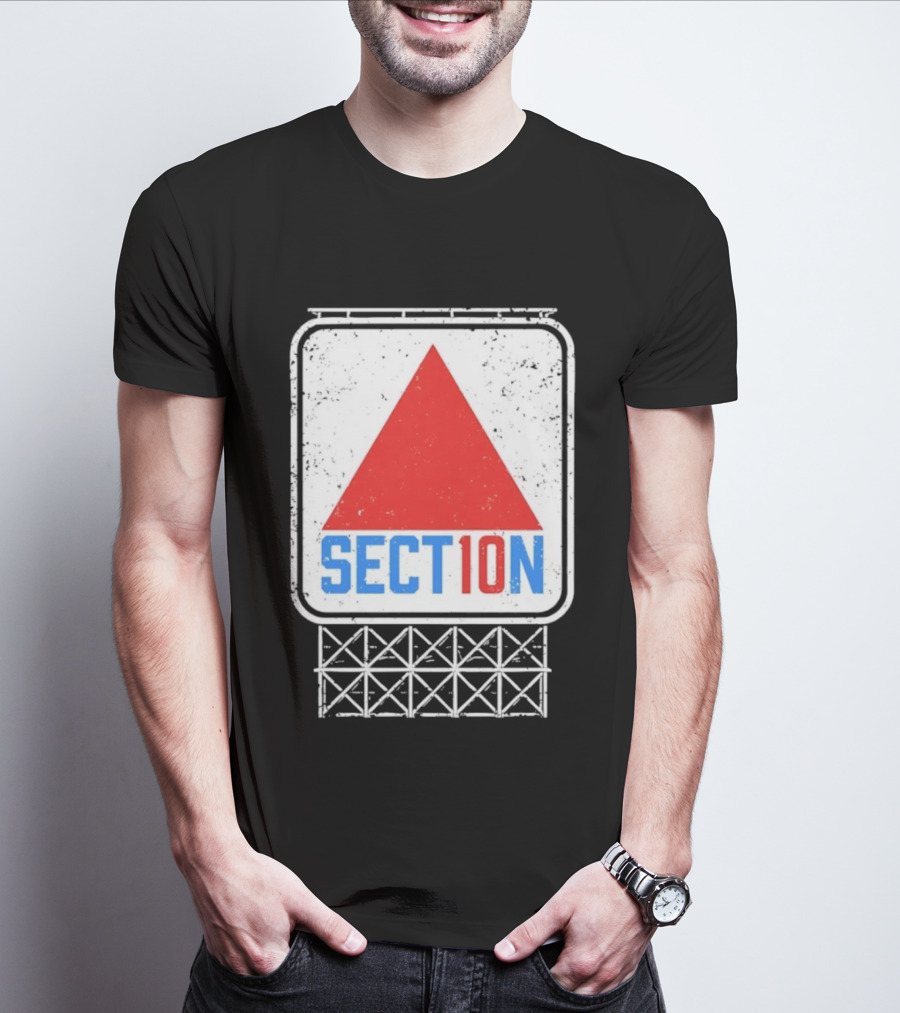 Section 10 Distressed Red Triangle Sign Retro Look S10 T-Shirt