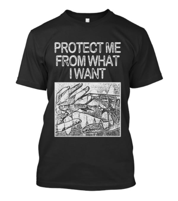 Protect Me From What I Want Get A Real Job Kid Store Black T-Shirt