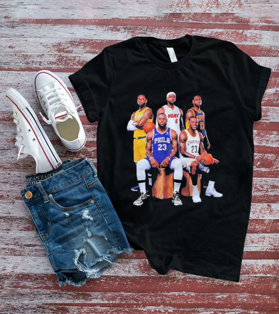 Lebron James 76ers Lakers Heat Cavaliers Basketball Player Iconic Jerseys 2026 T-Shirt