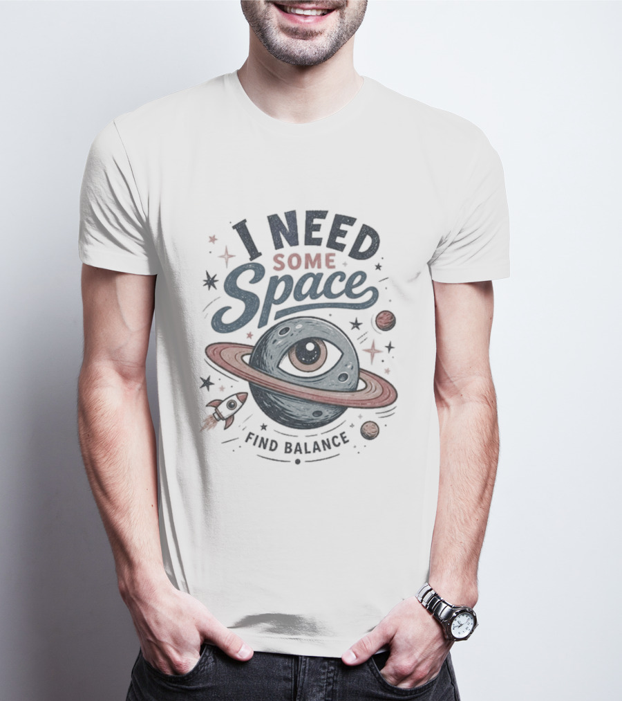 I Need Some Space Find Balance Planet Rocket T-Shirt