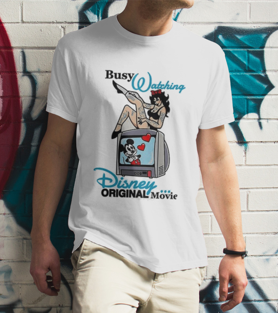 Busy Ing Disney Original Movie Retro Style With Mickey TV And Pin Up T-Shirt