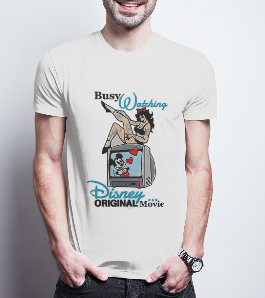 Busy Ing Disney Original Movie Retro Style With Mickey TV And Pin Up T-Shirt