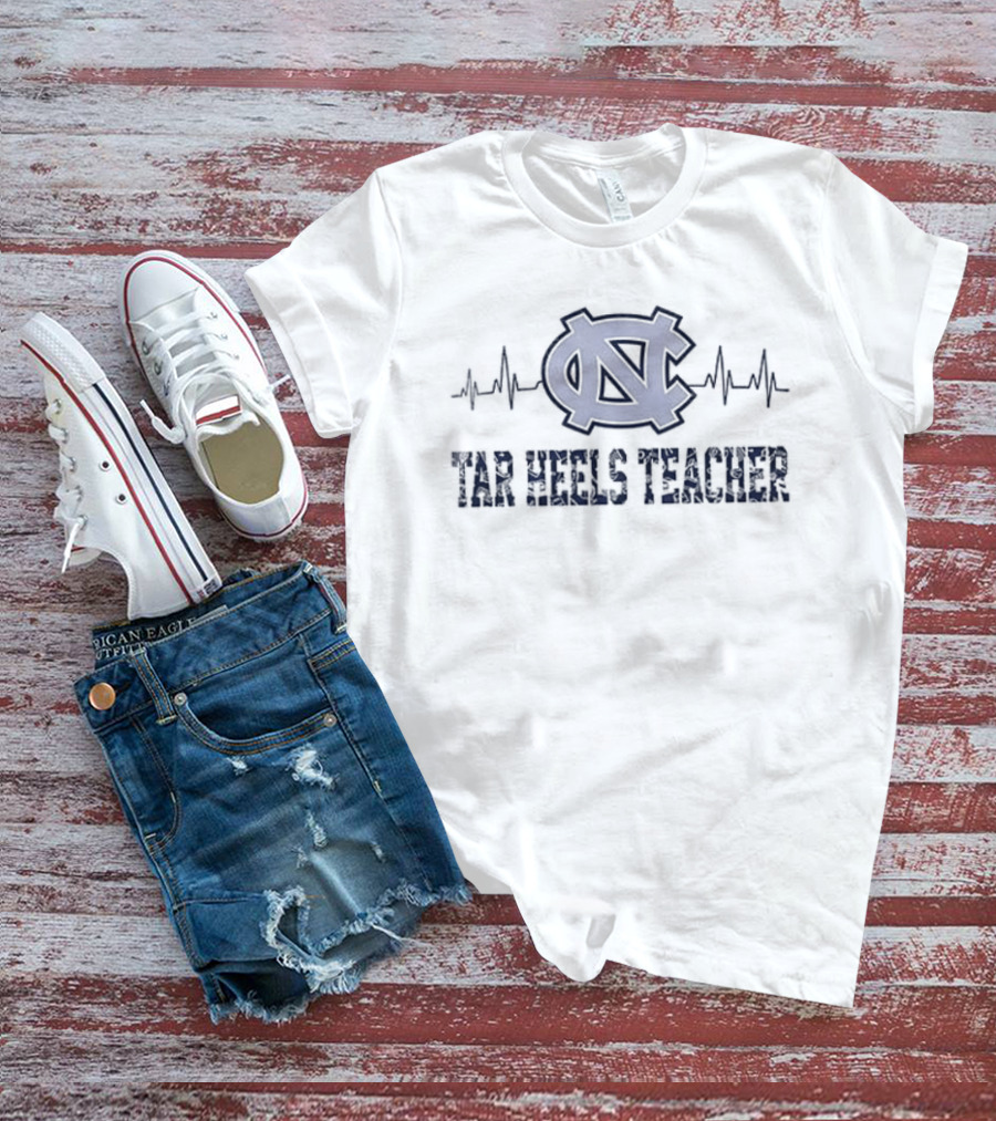 North Carolina Tar Heels Teacher Heartbeat Football Edition T-Shirt