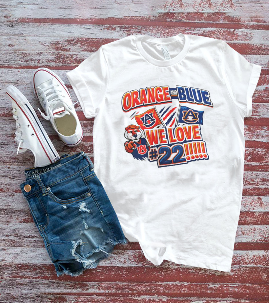 Auburn Tigers Orange And Blue We Love #22 Paws Up Enthusiasts T-Shirt