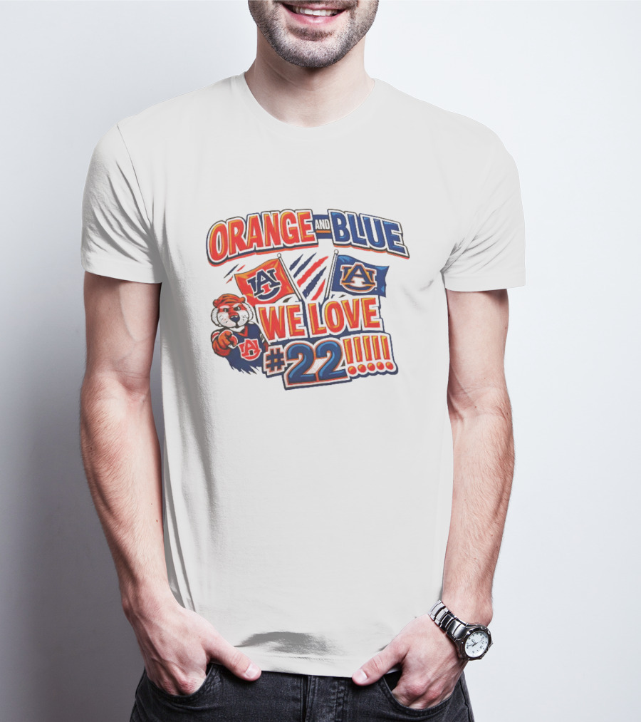 Auburn Tigers Orange And Blue We Love #22 Paws Up Enthusiasts T-Shirt