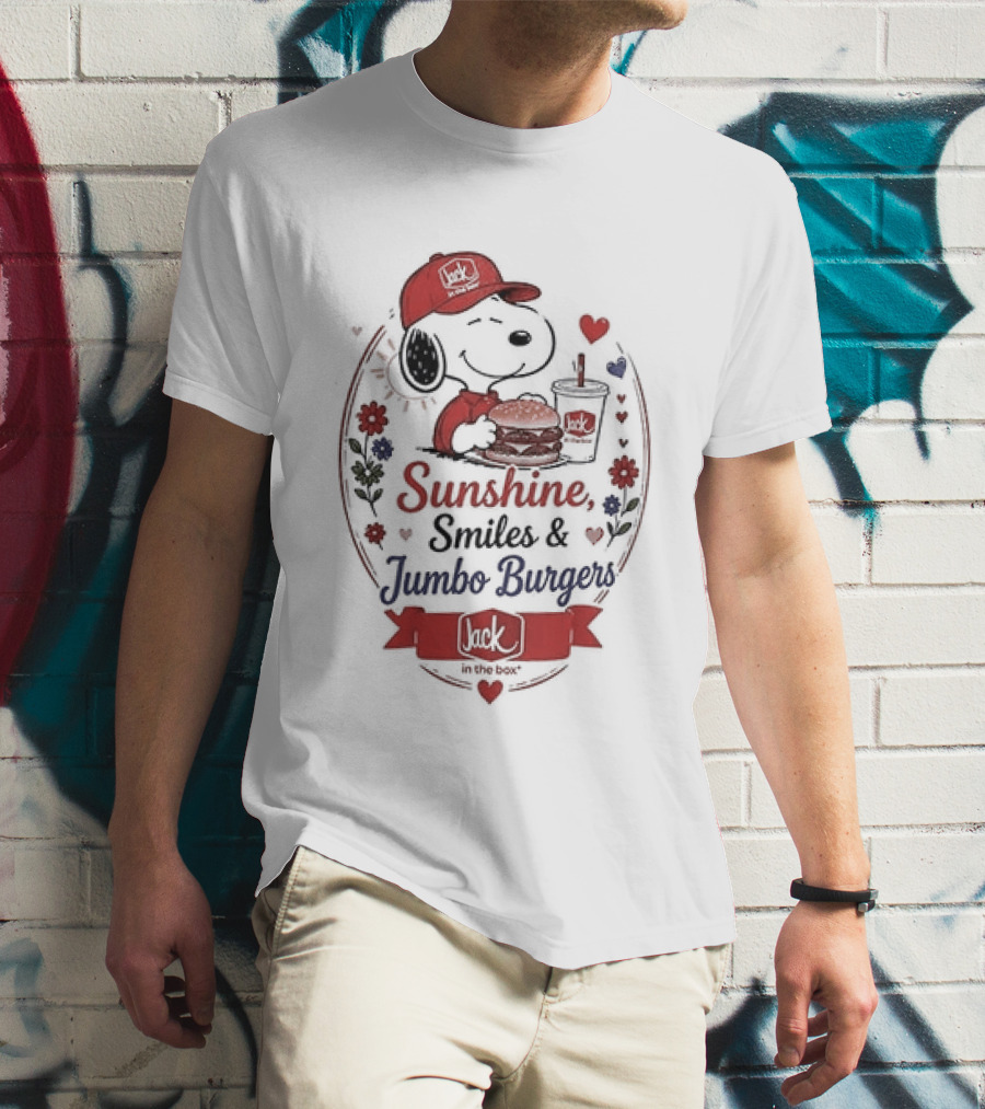 Peanuts Snoopy Sunshine Smiles Jumbo Burgers Collaboration With Jack In The Box T-Shirt