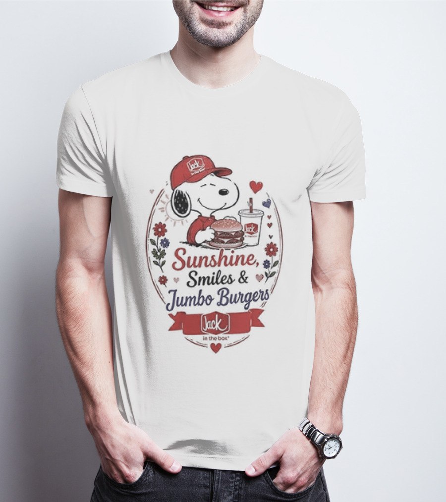 Peanuts Snoopy Sunshine Smiles Jumbo Burgers Collaboration With Jack In The Box T-Shirt