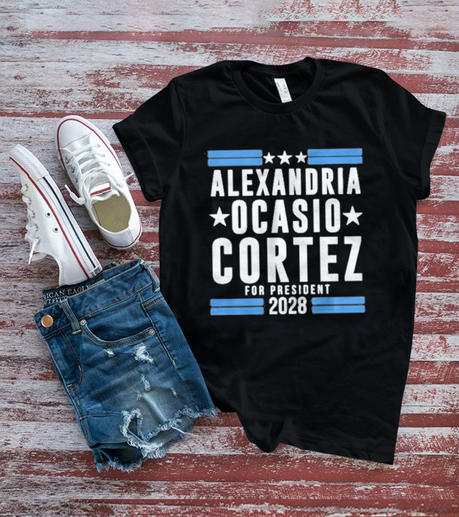 Alexandria Ocasio Cortez For President 2028 Stars Stripes Campaign T-Shirt