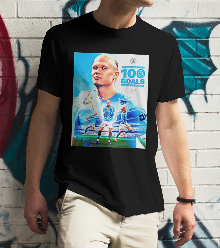 Erling Haaland 100 Goals Premier League 2022 2023 Present T-Shirt