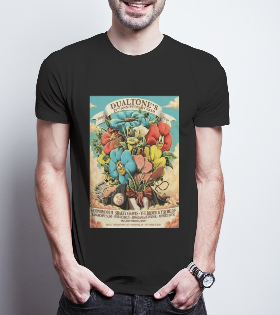 Dualtone's 25th Anniversary Bash September 17, 2026 Nashville Featuring Shakey Graves And The Brook & The Bluff T-Shirt
