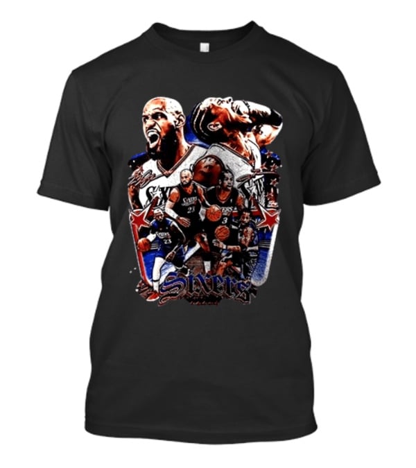 Philadelphia Sixers LeBron James Allen Iverson Crossover Collage T-Shirt