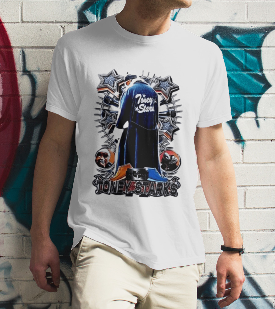 Toney Starks Blue Coat Star Motif Back Cover Art With Big Pun T-Shirt