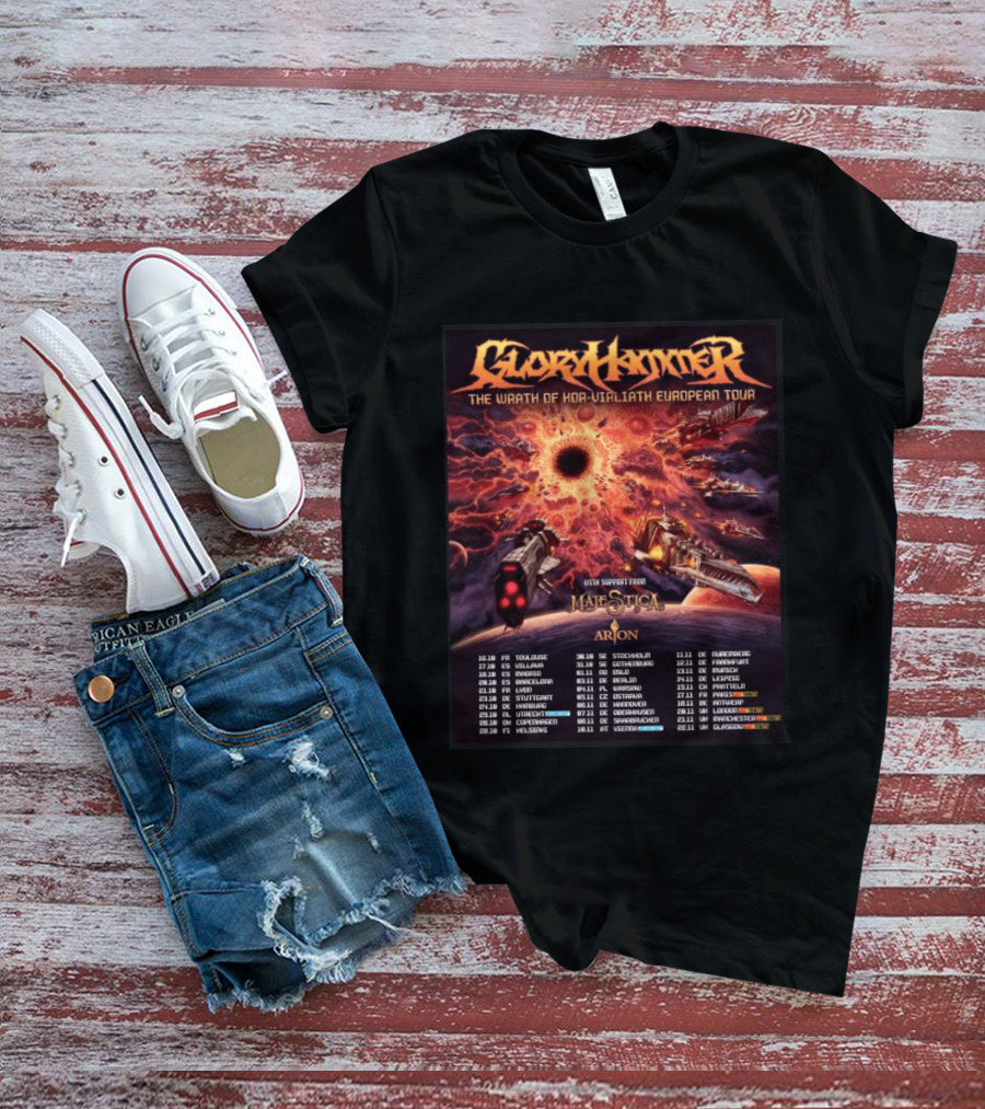 Gloryhammer The Wrath Of Kor Virliath European Tour Dates With Support From Majestica Arion T-Shirt