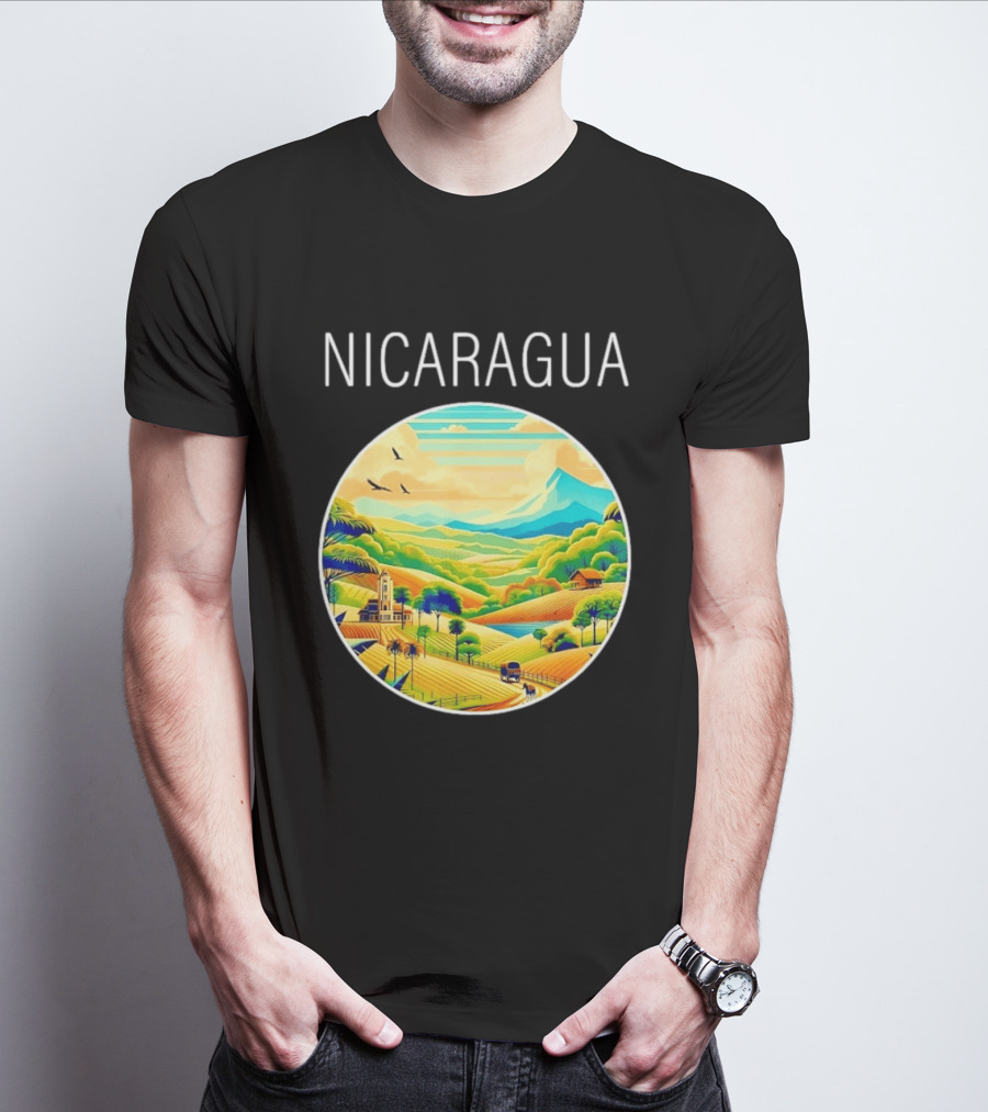Nicaragua Scenic Landscape Central America Vibrant Mountain View T-Shirt