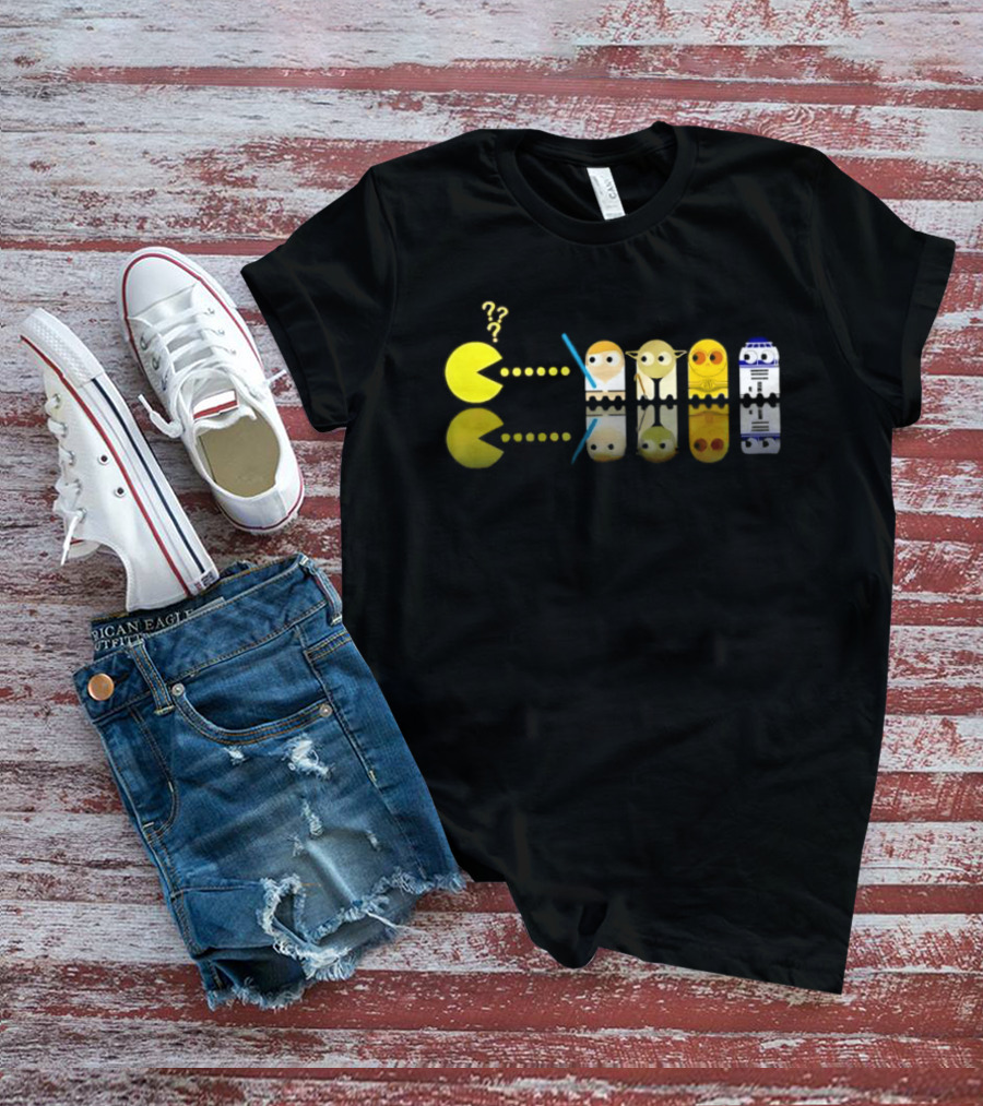 Pac Man Star Wars Crossover Luke Skywalker Yoda R2D2 T-Shirt