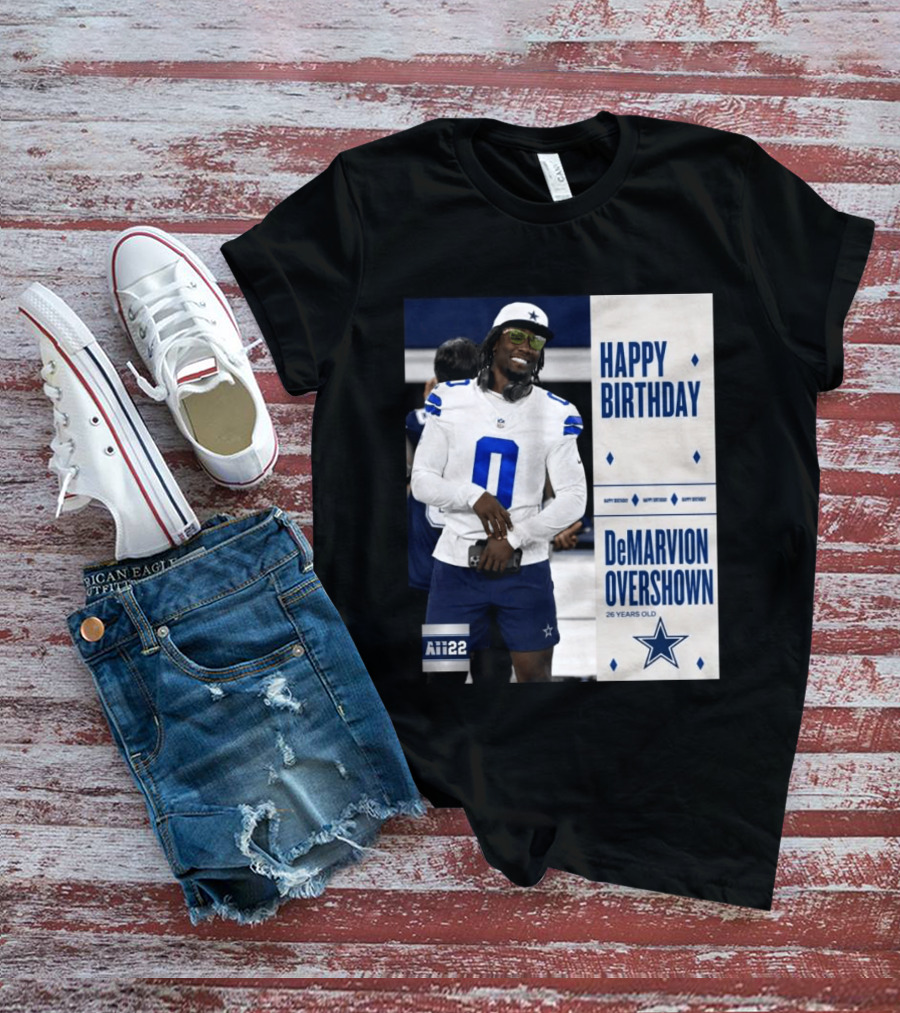 Happy Birthday DeMarvion Overshown 26 Years Old Dallas Cowboys Linebacker Celebration T-Shirt
