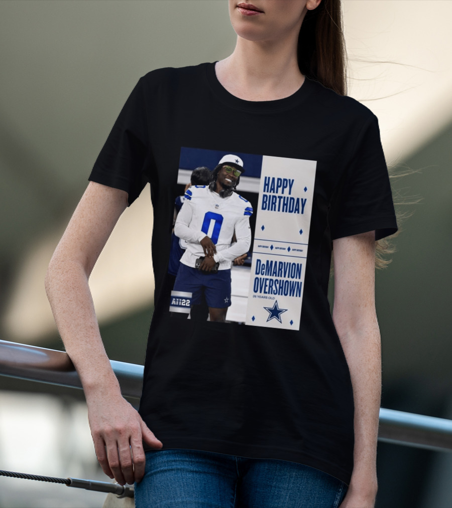 Happy Birthday DeMarvion Overshown 26 Years Old Dallas Cowboys Linebacker Celebration T-Shirt