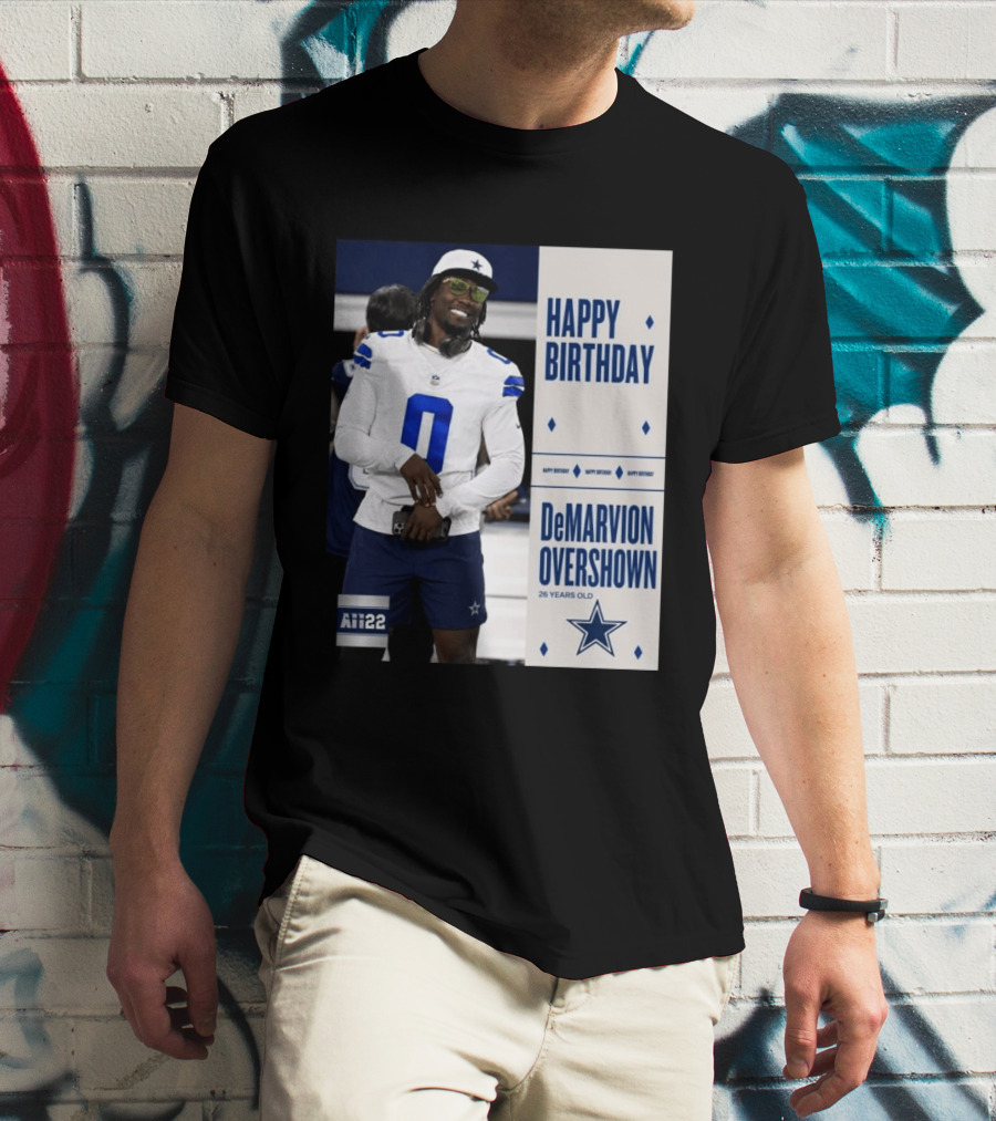 Happy Birthday DeMarvion Overshown 26 Years Old Dallas Cowboys Linebacker Celebration T-Shirt