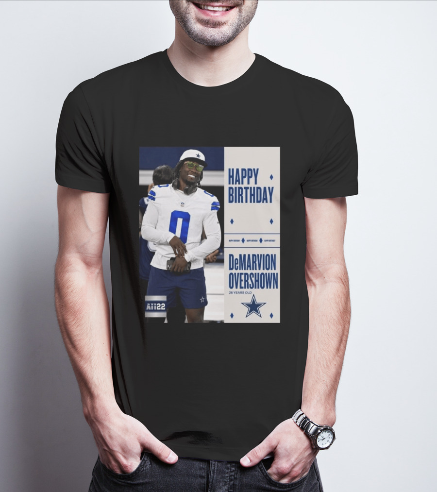 Happy Birthday DeMarvion Overshown 26 Years Old Dallas Cowboys Linebacker Celebration T-Shirt