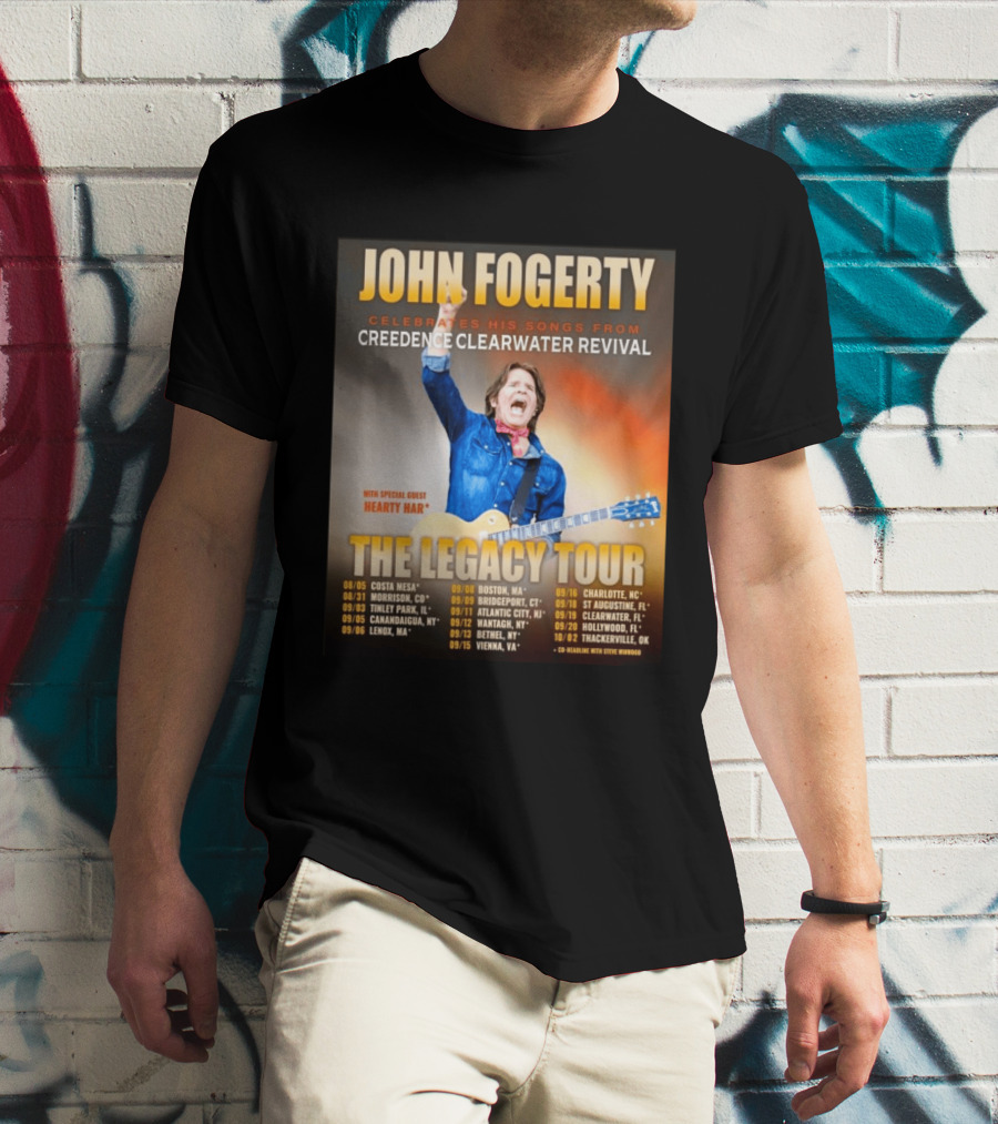 John Fogerty Celebrates His Songs From Creedence Clearwater Revival The Legacy Tour With Hearty Har Dates And Locations T-Shirt