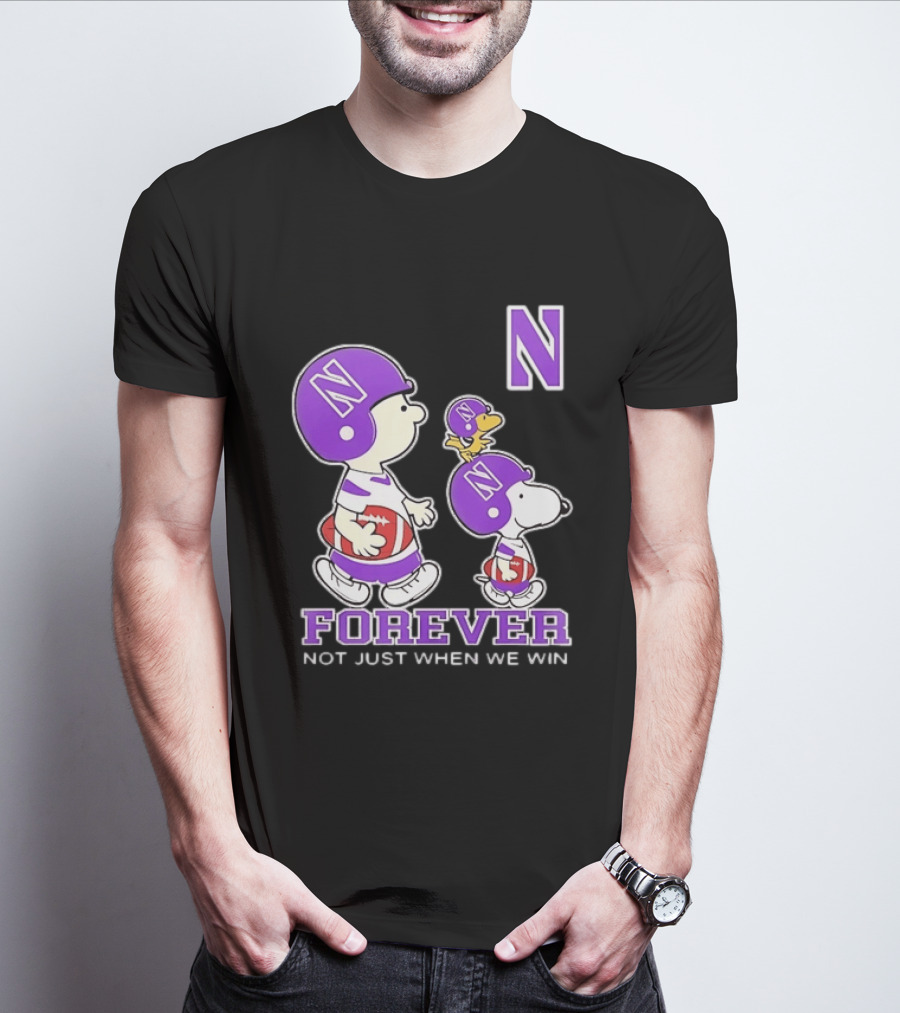 Snoopy Woodstock Charlie Brown Northwestern Wildcats Forever Not Just When We Win T-Shirt