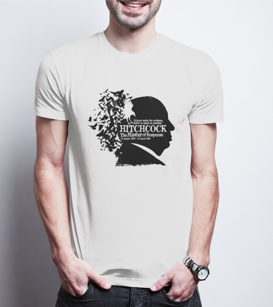 Alfred Hitchcock The Master Of Suspense Silhouette Birds 1899 1980 T-Shirt