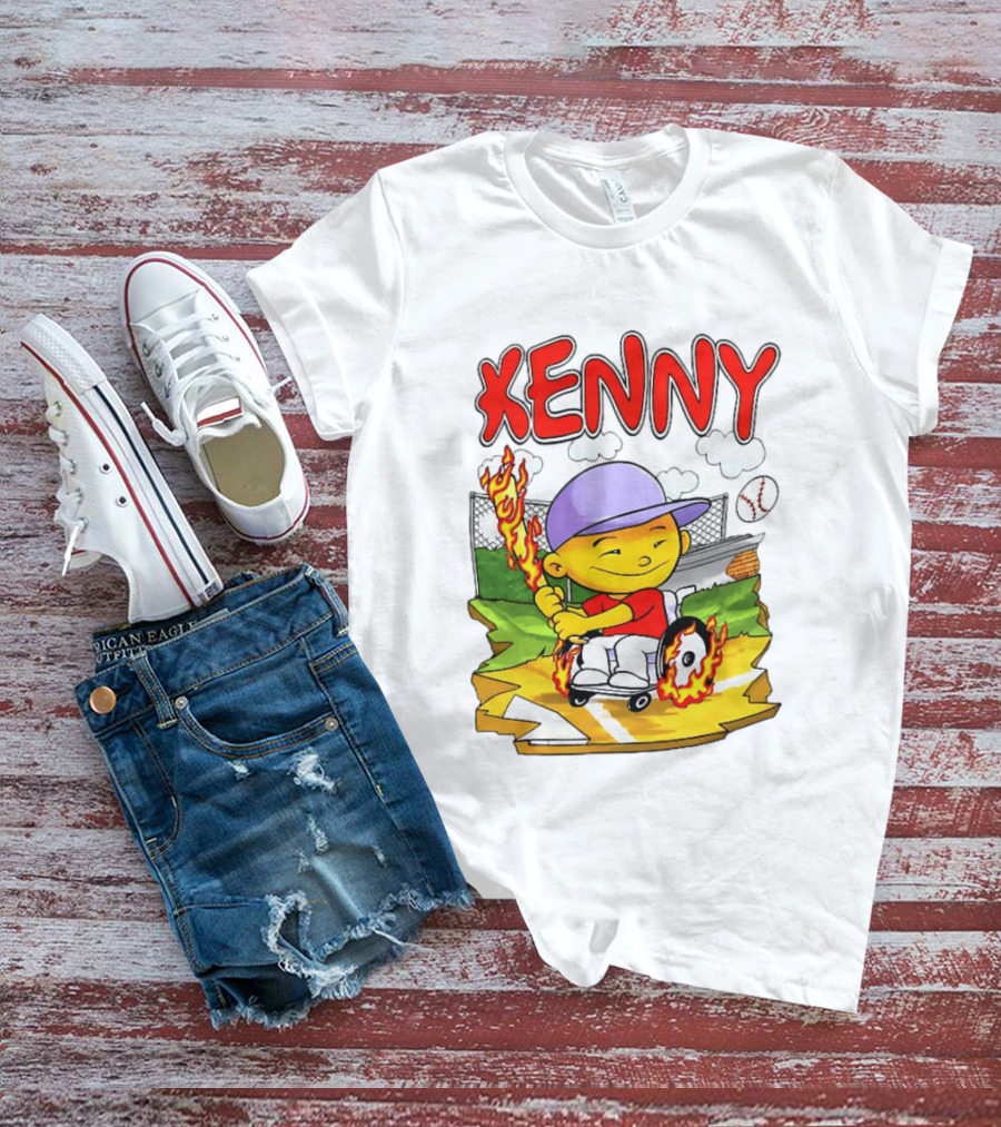 Kenny Kawaguchi Backyard Baseball Character Wheelchair Flames T-Shirt