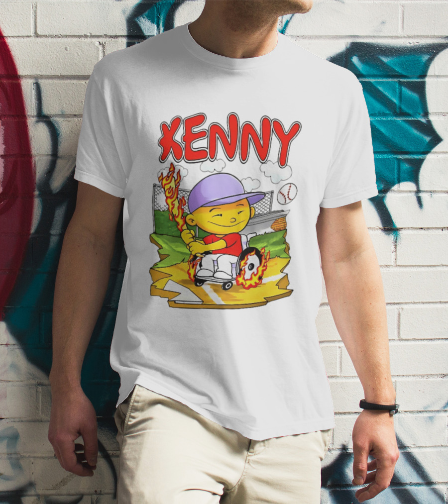 Kenny Kawaguchi Backyard Baseball Character Wheelchair Flames T-Shirt