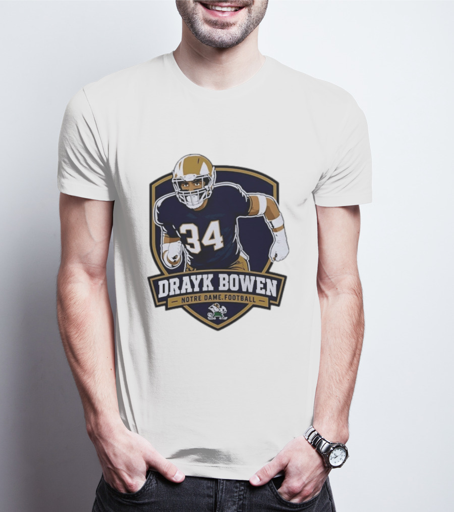 Drayk Bowen Notre Dame Football 34 Fighting Irish NCAA T-Shirt