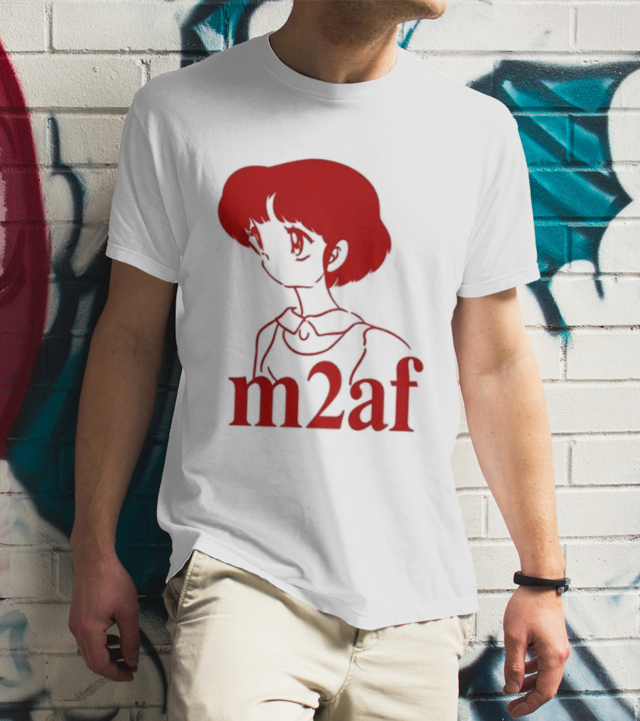Nick M2af Ranma Anime Profile Red Sketch T-Shirt