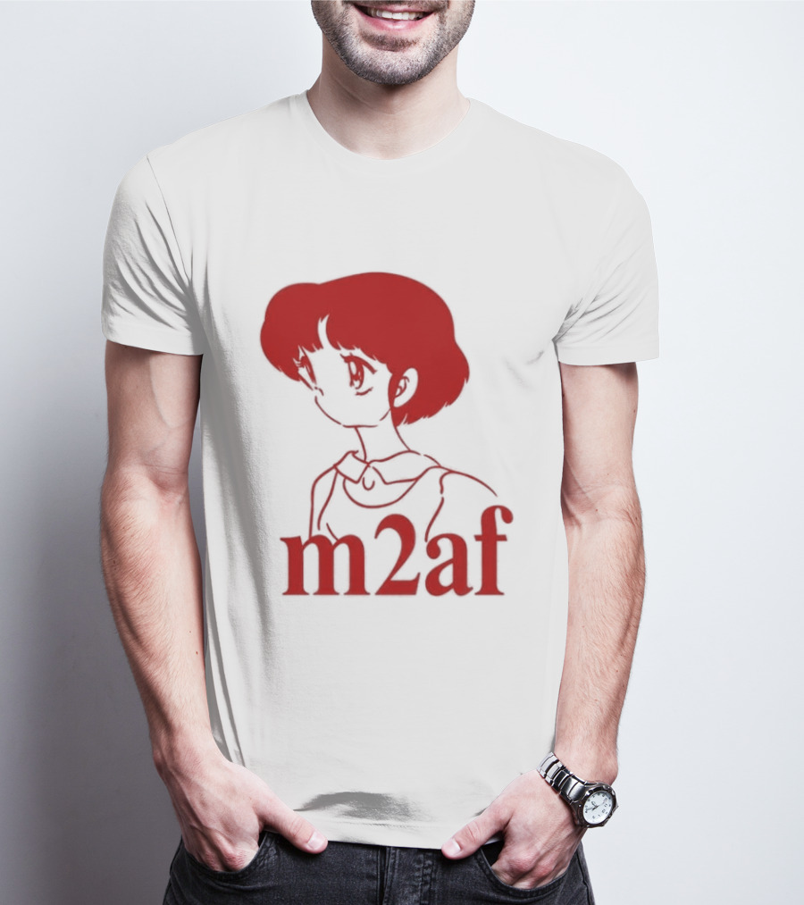 Nick M2af Ranma Anime Profile Red Sketch T-Shirt