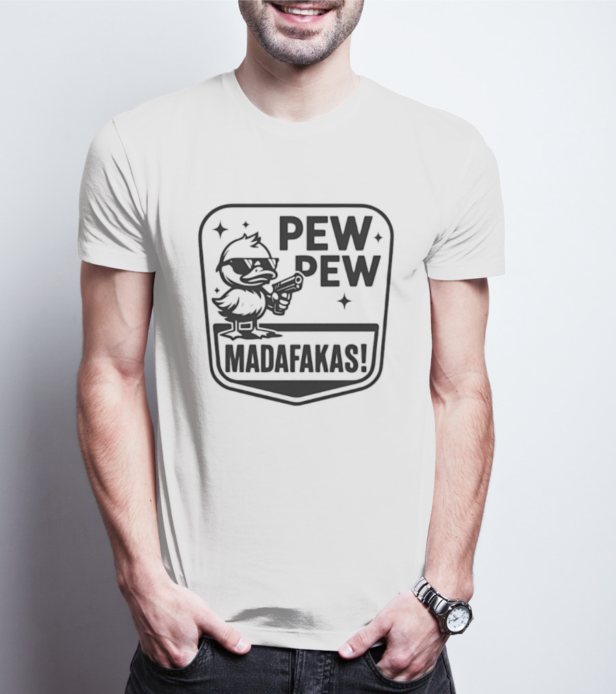Pew Pew Madafakas Duck With Sunglasses T-Shirt