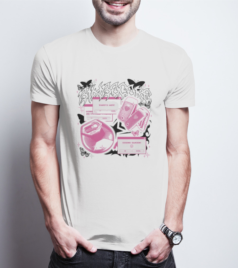 Nuclear Blast Store Bimbocore Y2K Scene Queen That's Hot Cancel Pink Butterfly Aesthetic T-Shirt