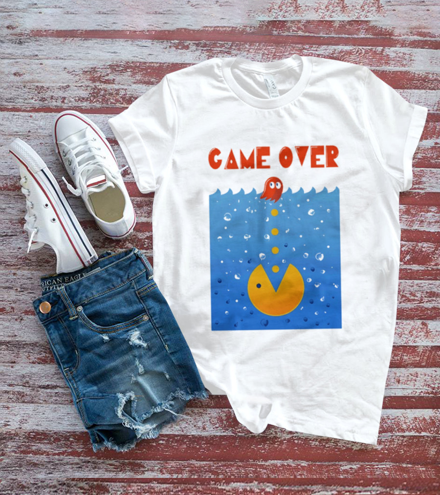Pac Man Game Over Underwater Ghost Retro Gaming T-Shirt