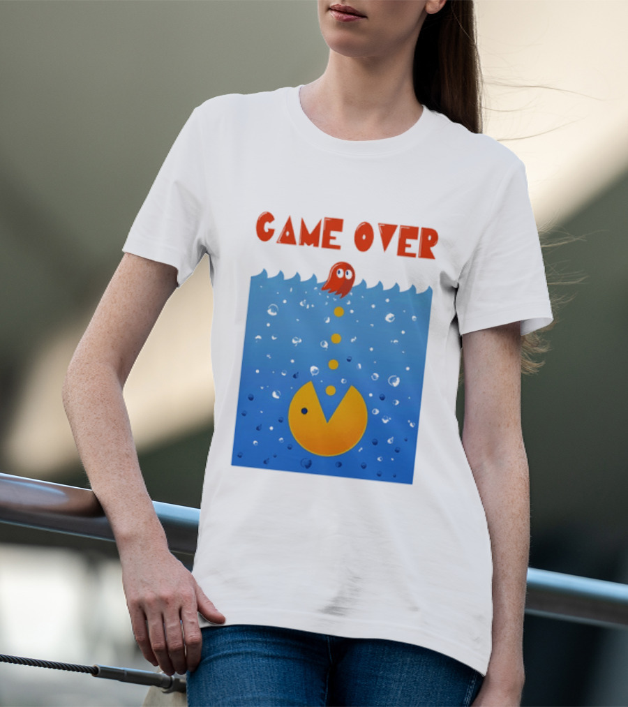 Pac Man Game Over Underwater Ghost Retro Gaming T-Shirt