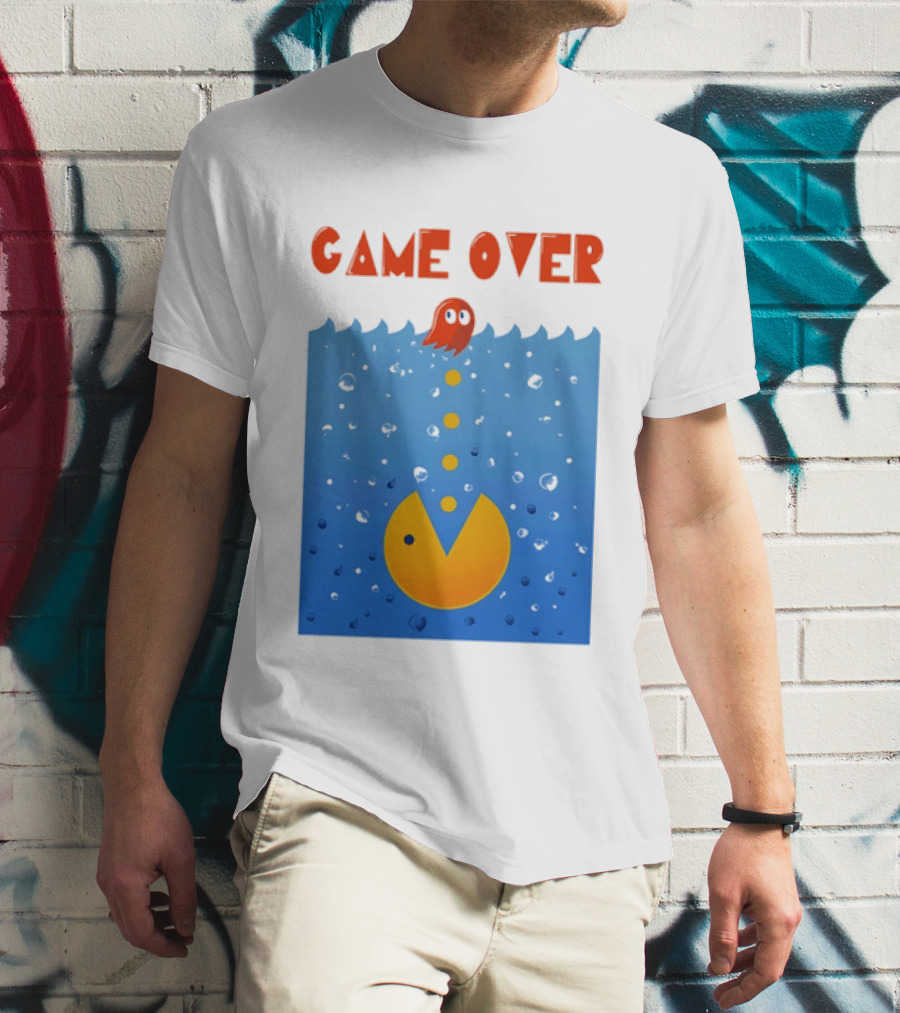 Pac Man Game Over Underwater Ghost Retro Gaming T-Shirt