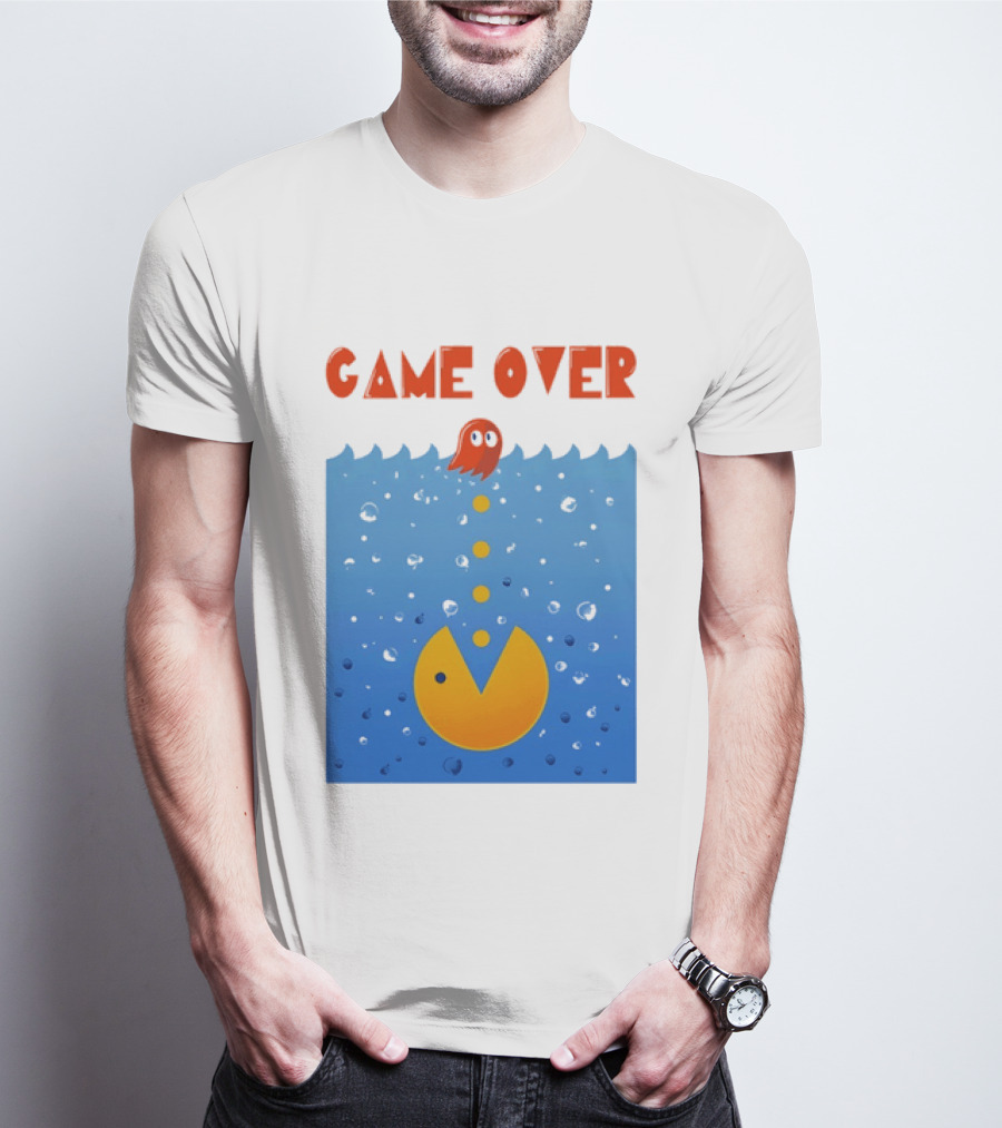 Pac Man Game Over Underwater Ghost Retro Gaming T-Shirt
