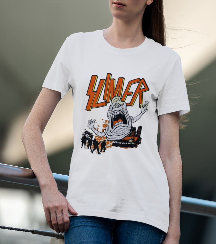Slimer Ghostbusters 80s Movie Iconic Character Silhouette Scene T-Shirt