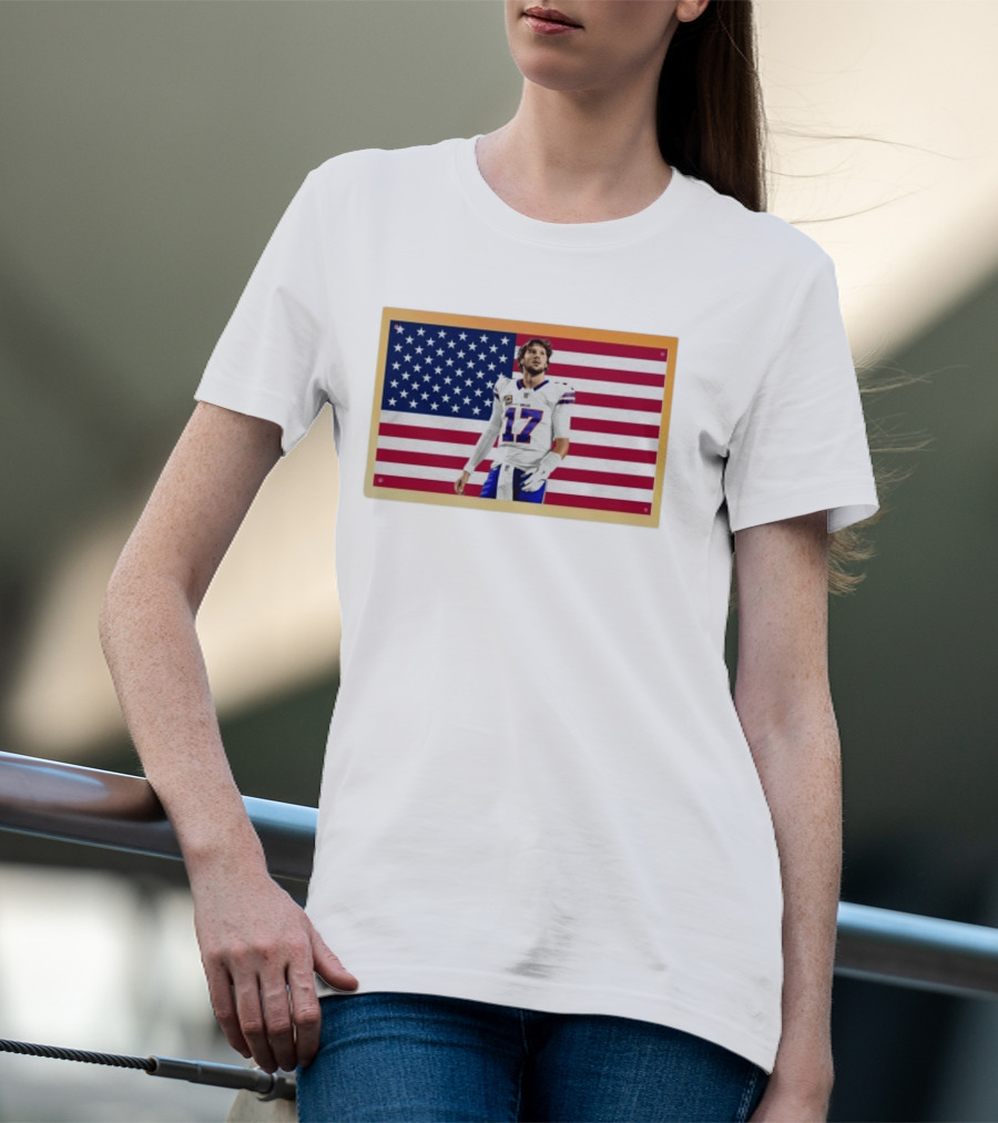Josh Allen Buffalo Bills American Flag Football Star 17 T-Shirt