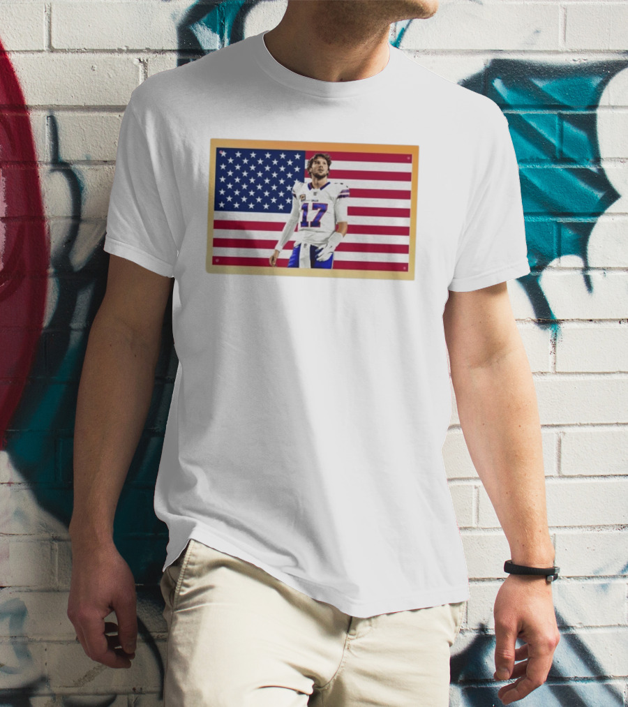 Josh Allen Buffalo Bills American Flag Football Star 17 T-Shirt