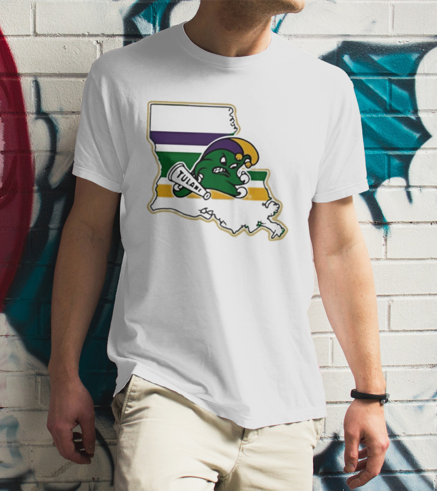 Tulane Green Wave Louisiana Mardi Gras Map T-Shirt