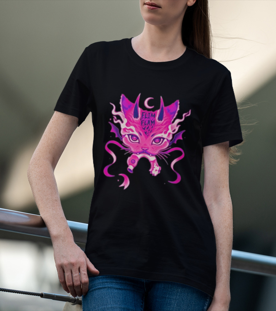 Flim Flam Flamingo DevilCat Fantasy T-Shirt