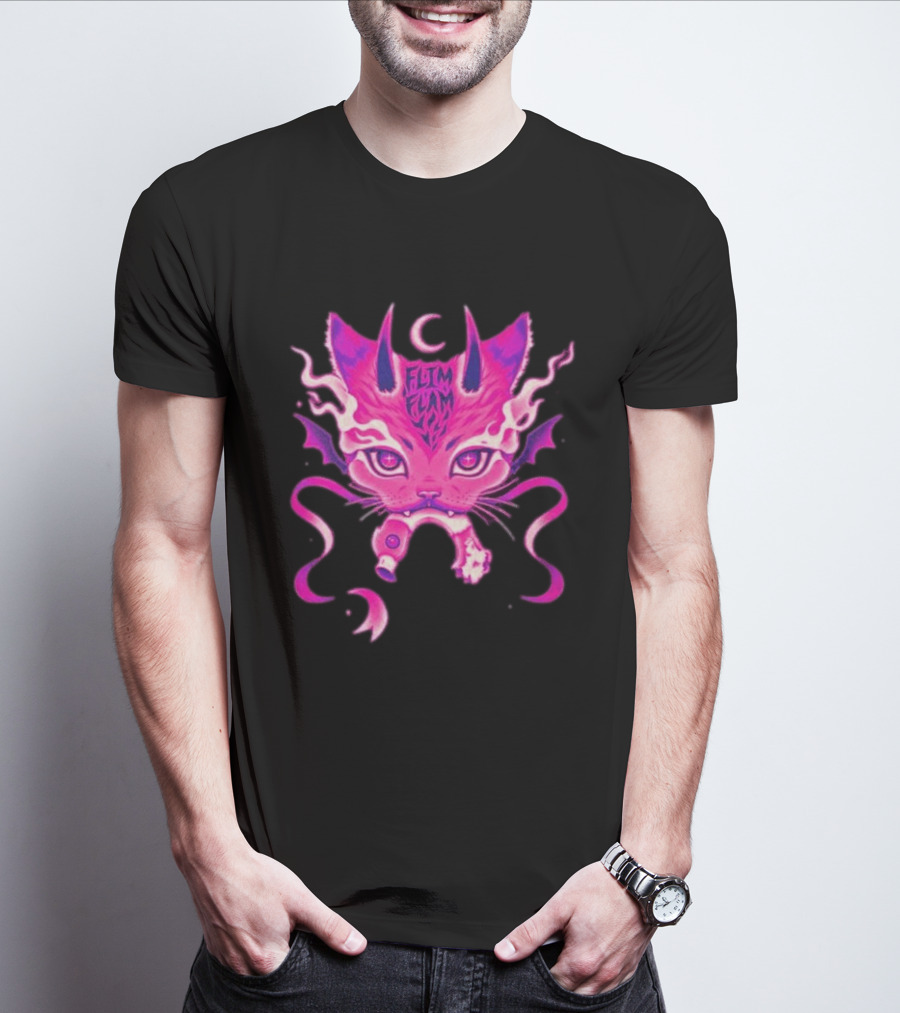 Flim Flam Flamingo DevilCat Fantasy T-Shirt