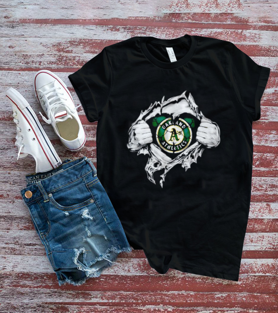 Oakland Athletics Ripped Chest A's MLB Team Spirit T-Shirt