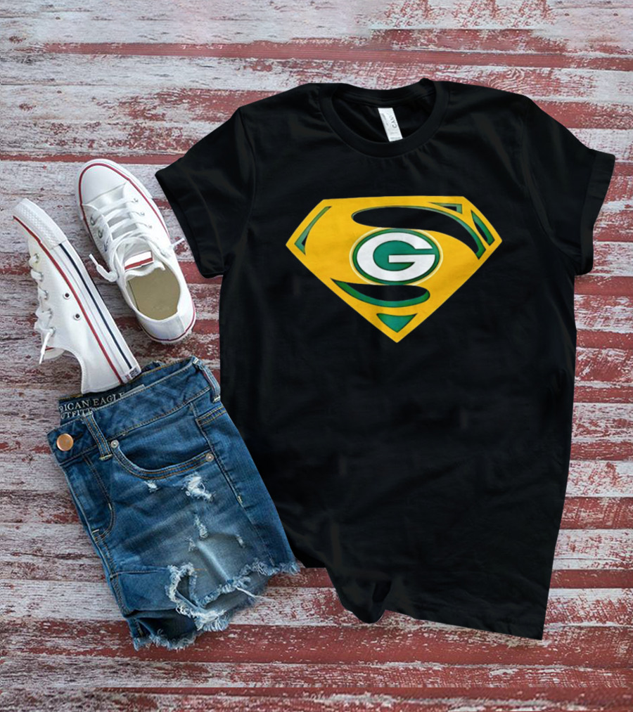 Green Bay Packers G In Superman Shield T-Shirt